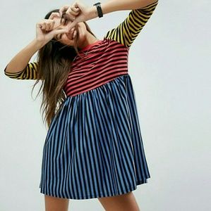 ASOS Cut About Stripe Mini Smock Dress